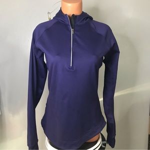 Nike Running Dri Fit 1/4 Zip Purple Hoodie Pullover Womens Sz M Reflective